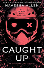 Book cover of 'Caught Up' by Navessa Allen with a red helmet design and text on a dark background.