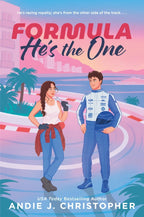 Book cover of 'Formula: He's the One' featuring two characters on a race track with palm trees and cityscape in the background.