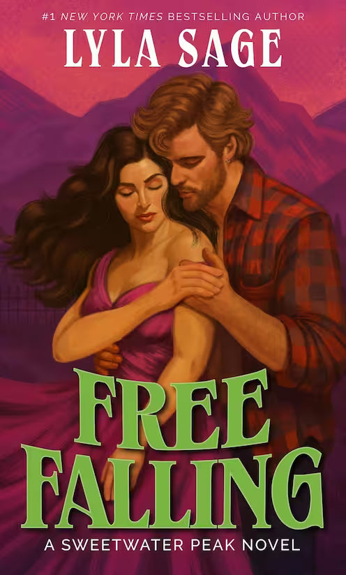Book cover of 'Free Falling' by Lyla Sage with a couple embracing against a mountainous background.