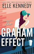 Book cover for The Graham Effect by Elle Kennedy, featuring a graphic design of a woman in a baseball cap on some stairs.