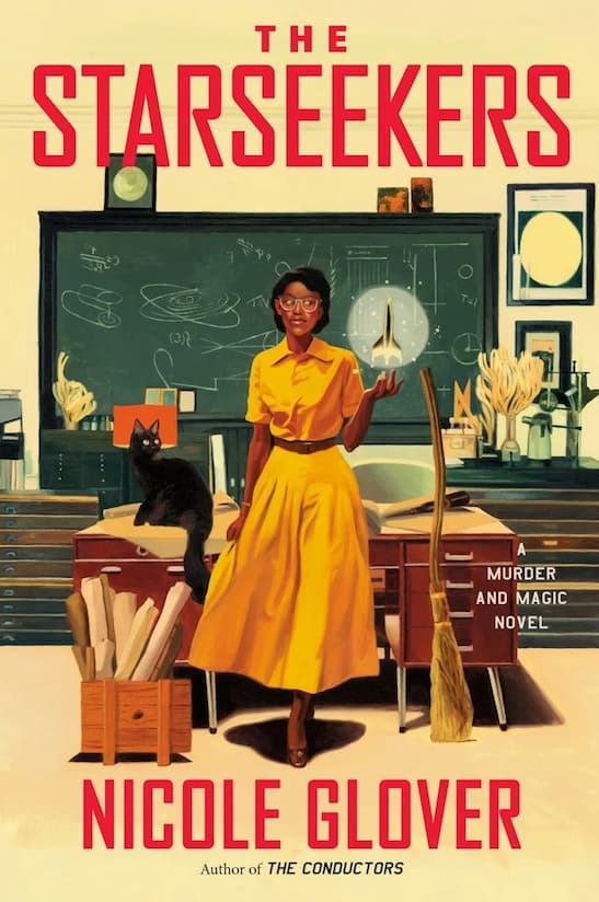 Book cover of 'The Starseekers' by Nicole Glover featuring a teacher in a classroom setting.