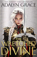 Book cover of 'The Wretched Divine' by Adalyn Grace featuring a warrior with armour and a sword.